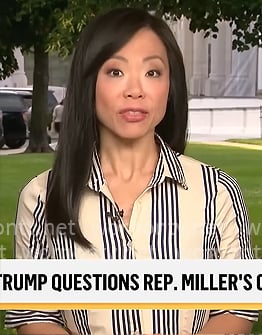 Weijia Jiang's striped shirtdress on CBS Mornings