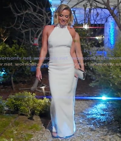 Whitney Rose’s white turtleneck maxi dress on The Real Housewives Ultimate Girls Trip Whitney Rose’s white turtleneck maxi dress on The Real Housewives Ultimate Girls Trip