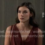 Willow’s brown v-neck top on General Hospital Willow’s brown v-neck top on General Hospital