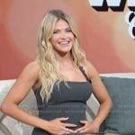 Witney Carson’s gray pinstripe mini dress on Access Hollywood Witney Carson’s gray pinstripe mini dress on Access Hollywood