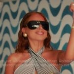 Yris's striped cross halter swimsuit on The Girls A Khloe Kardashian Project