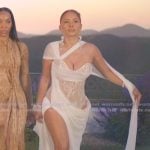 Yris’s white lace drape dress on The Girls A Khloe Kardashian Project Yris’s white lace drape dress on The Girls A Khloe Kardashian Project