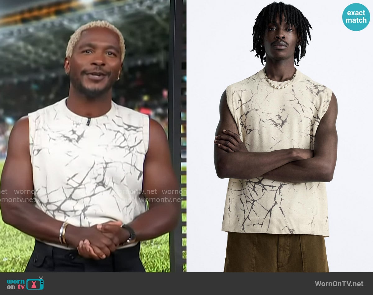 Zara Abstract Print Tank worn by Scott Evans on Access Hollywood