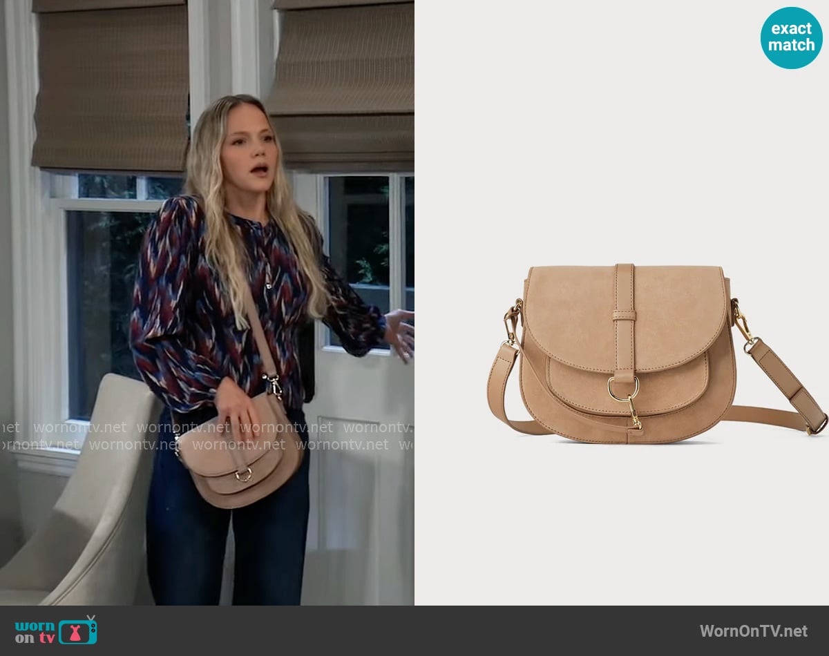 Zara Faux Suede Crossbody Bag worn by Lulu Spencer (Alexa Havins Bruening) on General Hospital Zara Faux Suede Crossbody Bag worn by Lulu Spencer (Alexa Havins Bruening) on General Hospital