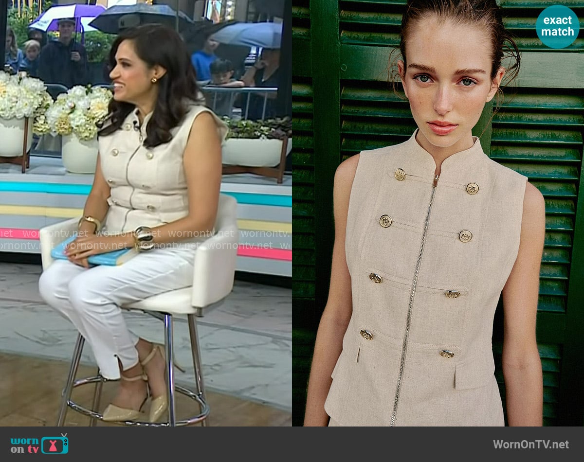 Zara Fitted Waistcoat with Fast Fastening Front worn by Dr. Sue Varma on Today