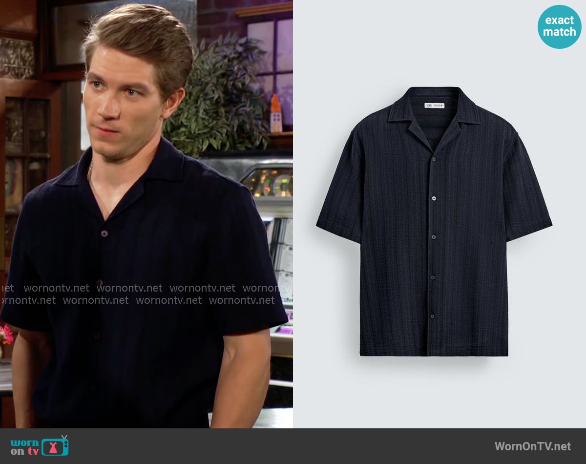 Zara Geometric Jacquard Shirt worn by Noah Newman (Lucas Adams) on The Young and the Restless