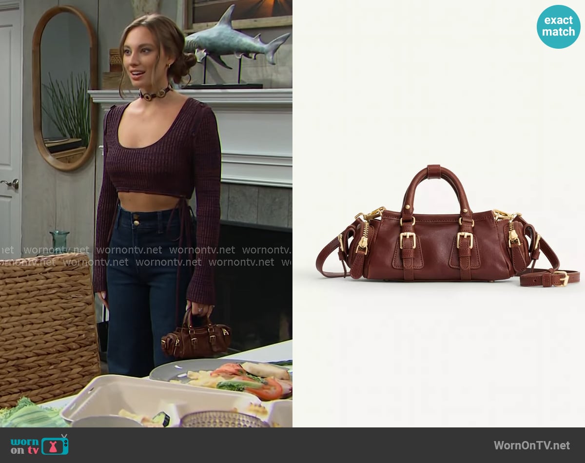 Zara Leather Handbag with Buckles worn by Melissa Dylan (Sydney Bullock) on The Bold and the Beautiful Zara Leather Handbag with Buckles worn by Melissa Dylan (Sydney Bullock) on The Bold and the Beautiful