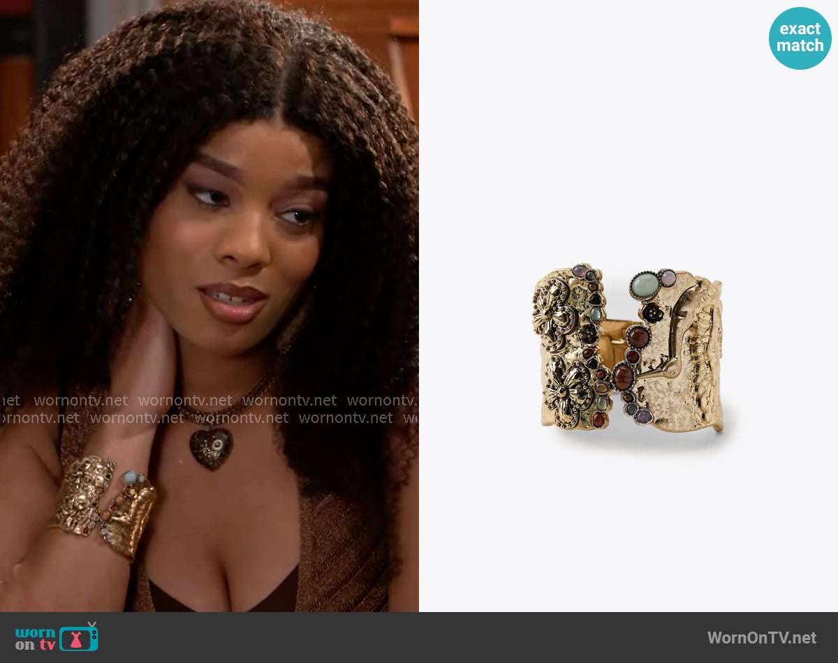 Zara Stone Bangle Bracelet worn by Eva Thomas (Ambyr Michelle) on Beyond the Gates