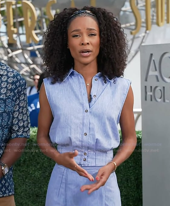 Zuri’s linen top and skirt on Access Hollywood Zuri’s linen top and skirt on Access Hollywood