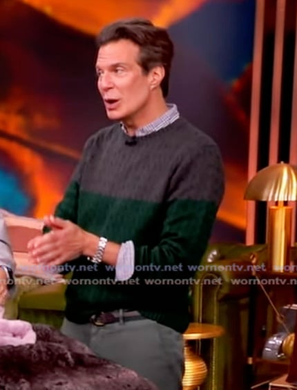 Adam Glassman’s two-tone cable knit sweater on The View