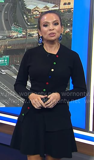 Adelle's black asymmetric button cardigan on Today