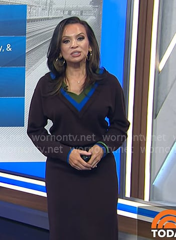 Adelle’s brown v-neck sweater dress on Today