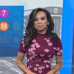 Adelle’s burgundy floral print knit dress on Today