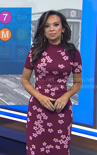 Adelle’s burgundy floral print knit dress on Today