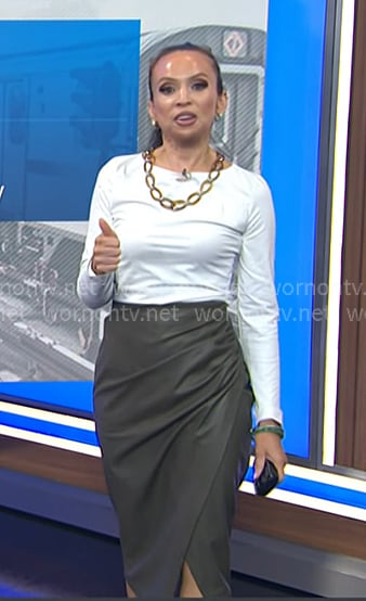 Adelle’s green leather skirt on Today
