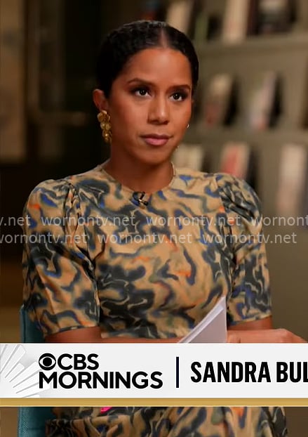 Adriana Diaz's abstract print maxi dress on CBS Mornings