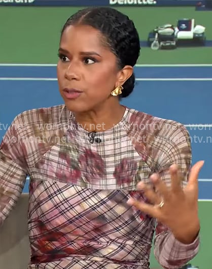 Adriana Diaz's floral and plaid midi dress on CBS Mornings