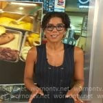Adriana Diaz’s navy pinstripe midi dress on CBS Mornings Adriana Diaz’s navy pinstripe midi dress on CBS Mornings