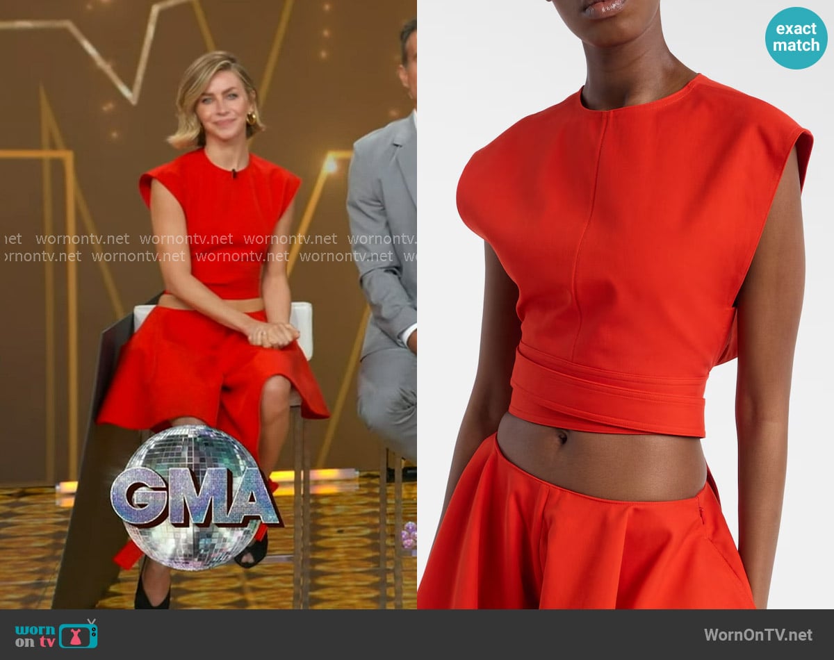 Alaia Cropped Cotton-poplin Top worn by Julianne Hough on Good Morning America Alaia Cropped Cotton-poplin Top worn by Julianne Hough on Good Morning America