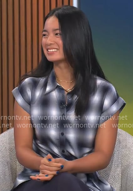 Alexandra Eala’s plaid top on CBS Mornings