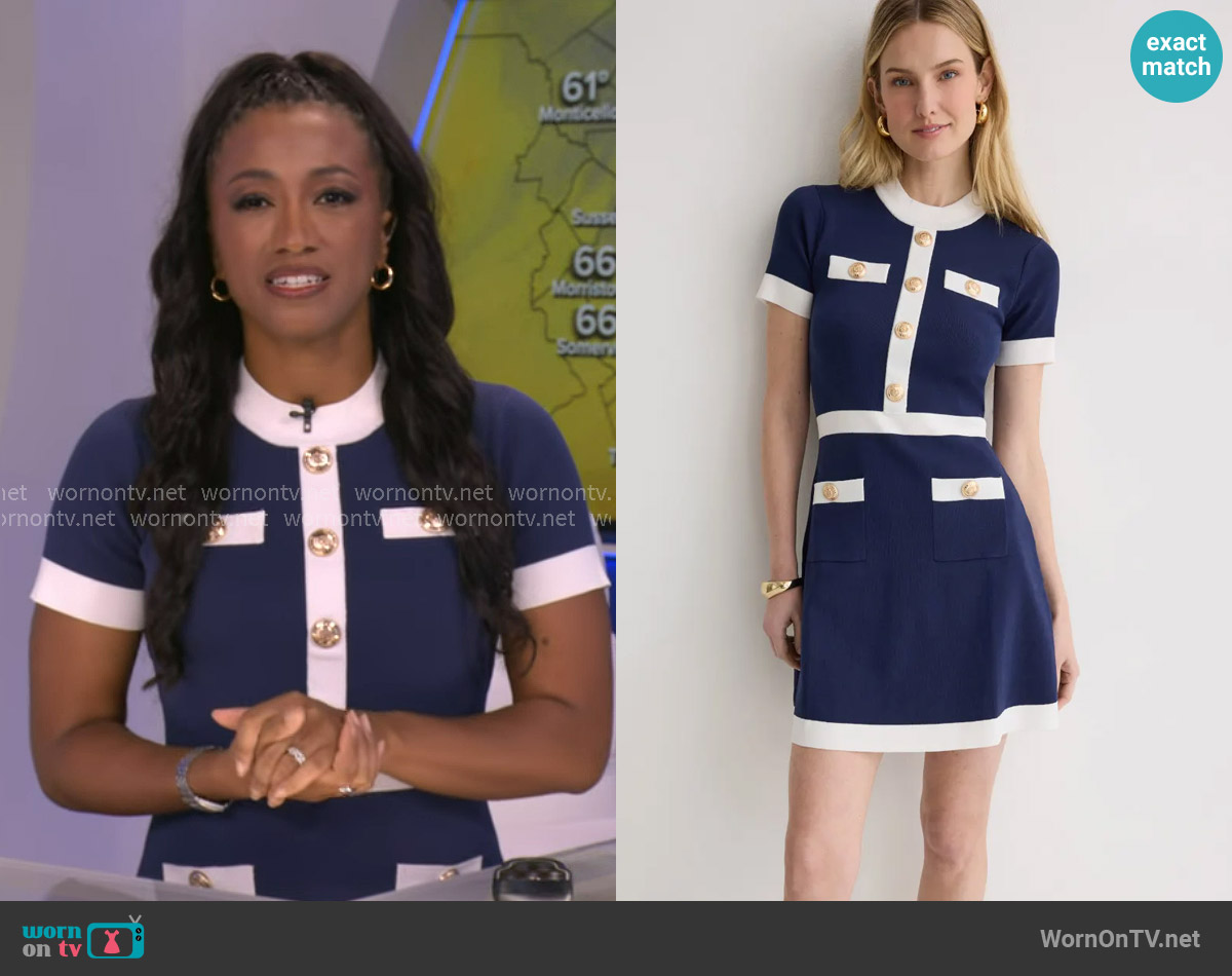 Alexia Admor Beatrix Dress in Navy worn by Brittany Bell on Good Morning America
