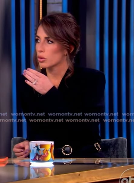 Alyssa’s black belted blazer dress on The View Alyssa’s black belted blazer dress on The View