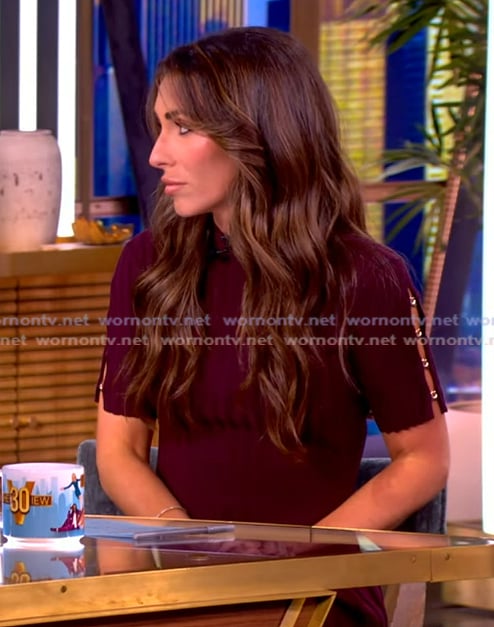 Alyssa’s burgundy knit dress on The View Alyssa’s burgundy knit dress on The View