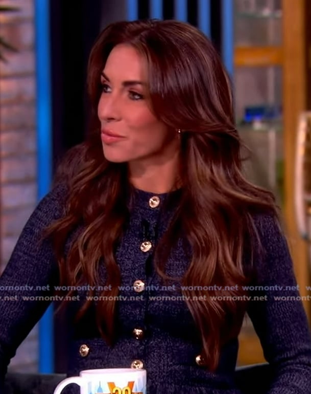 Alyssa’s navy peplum mini dress on The View Alyssa’s navy peplum mini dress on The View