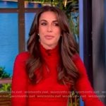 Alyssa’s red textured turtleneck top on The View