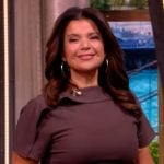 Ana’s brown ruched midi dress on The View Ana’s brown ruched midi dress on The View