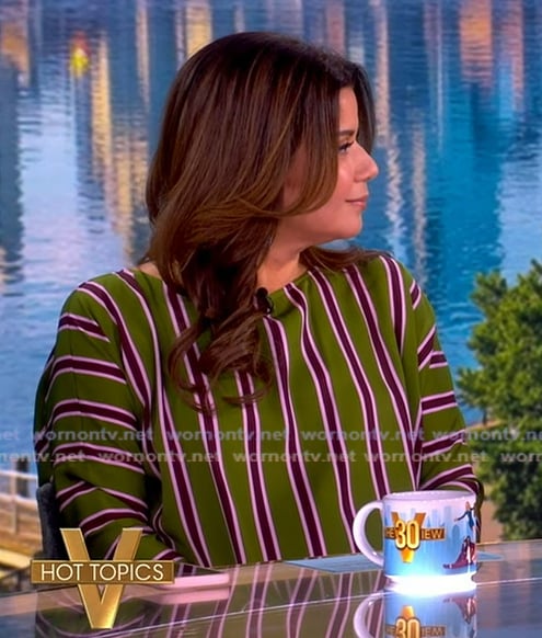 Ana’s green striped top and pant set on The View Ana’s green striped top and pant set on The View