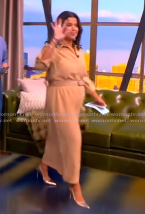 Ana’s khaki belted shirtdress on The View Ana’s khaki belted shirtdress on The View