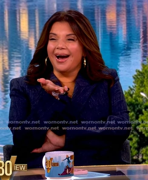 Ana’s navy double breasted blazer on The View