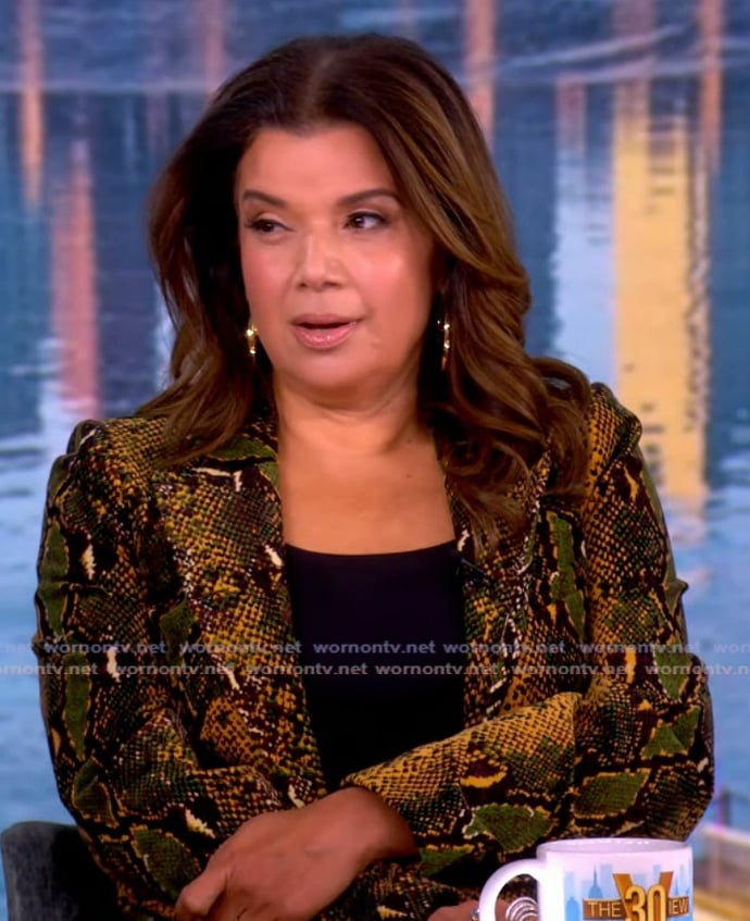 Ana’s snake skin print blazer and pants on The View Ana’s snake skin print blazer and pants on The View