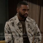 Andre’s abstract print jacket on Beyond the Gates