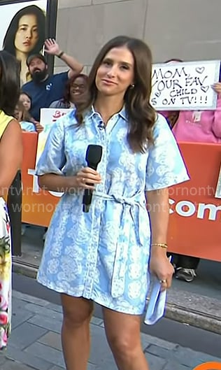 Angie's light blue printed short sleeve shirtdress on Today