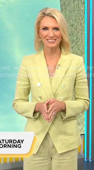 Anna Schecter's light green suit on CBS Mornings Anna Schecter's light green suit on CBS Mornings