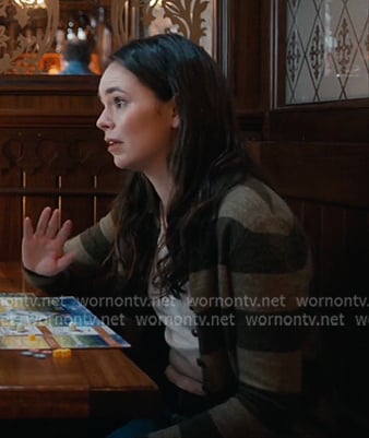 Annabelle's green striped cardigan on Paris is Always a Good Idea