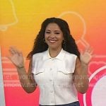 Arianna’s white sleeveless button up top on Today
