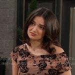 Ari’s brown floral mesh top on Days of our Lives Ari’s brown floral mesh top on Days of our Lives