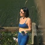Ashley’s blue layered sports bra and leggings on Earle Meets World