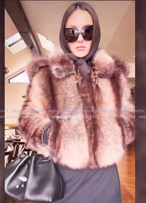 Ashtin's brown fur jacket on Earle Meets World