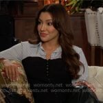 Audra’s striped shirt with corset on The Young and the Restless Audra’s striped shirt with corset on The Young and the Restless