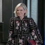 Ava's black floral tie neck blouse and skirt set on General Hospital