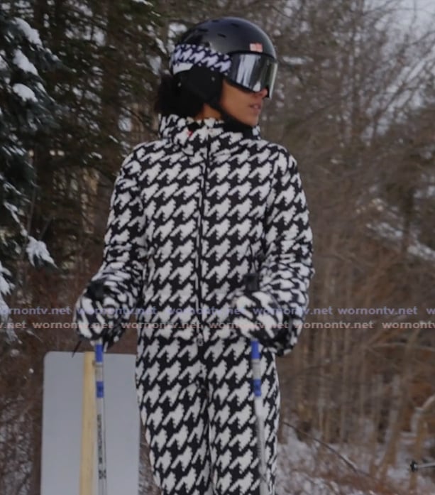 Ava’s houndstooth print ski suit on Next Gen NYC Ava’s houndstooth print ski suit on Next Gen NYC