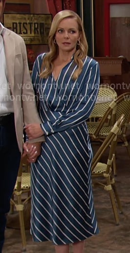 Belle's blue stripe shirtdress on Days of our Lives Belle's blue stripe shirtdress on Days of our Lives