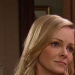 Belle’s green argyle cardigan on Days of our Lives