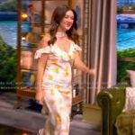 Billie Lourd’s floral print ruffle maxi dress on The View Billie Lourd’s floral print ruffle maxi dress on The View