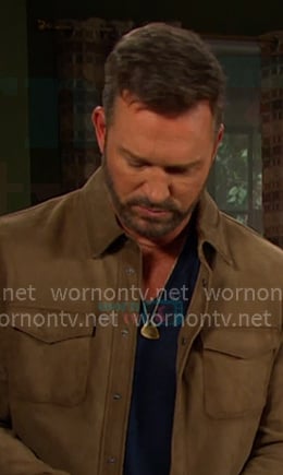 Brady's brown suede shirt jacket on Days of our Lives