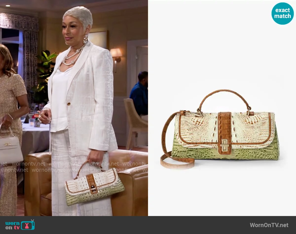 Brahmin Dayan Bag in Fern Williamette worn by Anita Dupree (Tamara Tunie) on Beyond the Gates Brahmin Dayan Bag in Fern Williamette worn by Anita Dupree (Tamara Tunie) on Beyond the Gates